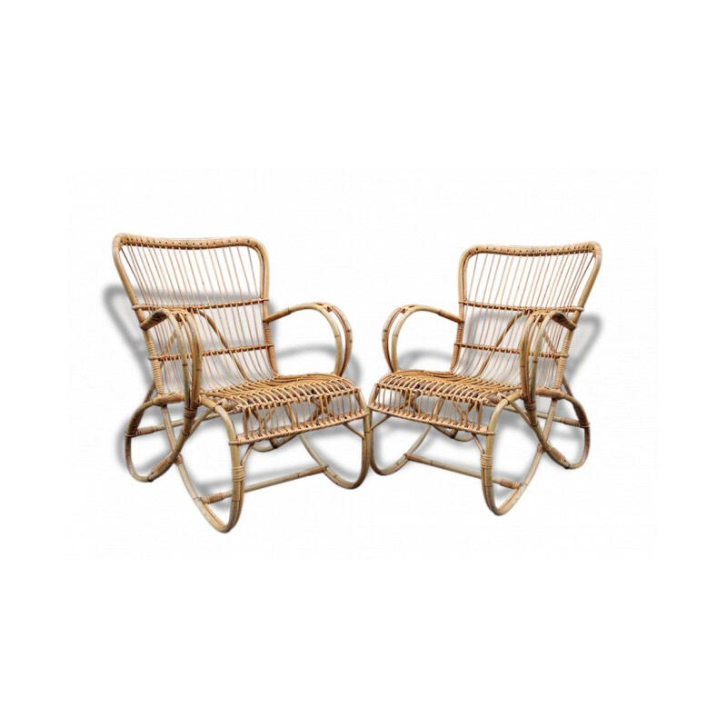 Pair of armchairs in rattan - 1970s