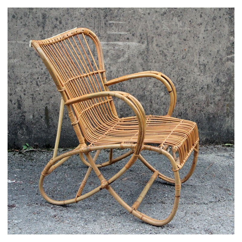 Paire de fauteuils en rotin et osier - 1970