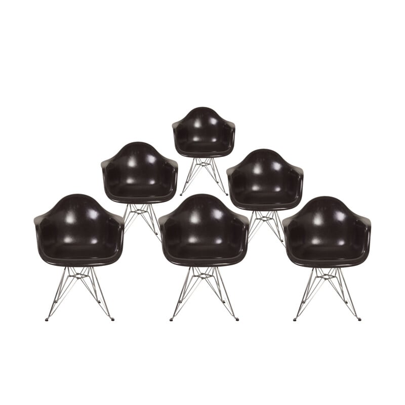 Set van 6 vintage Dar glasvezel stoelen van Charles Eames voor Modernica, 2000