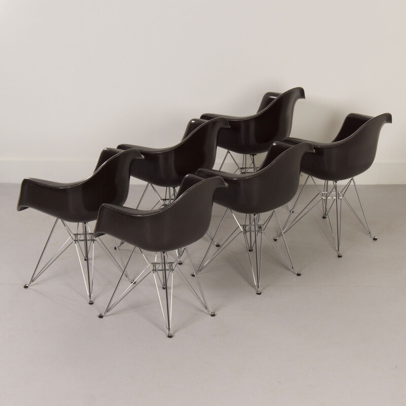 Set of 6 vintage Dar fiberglass chairs by Charles Eames for Modernica, 2000