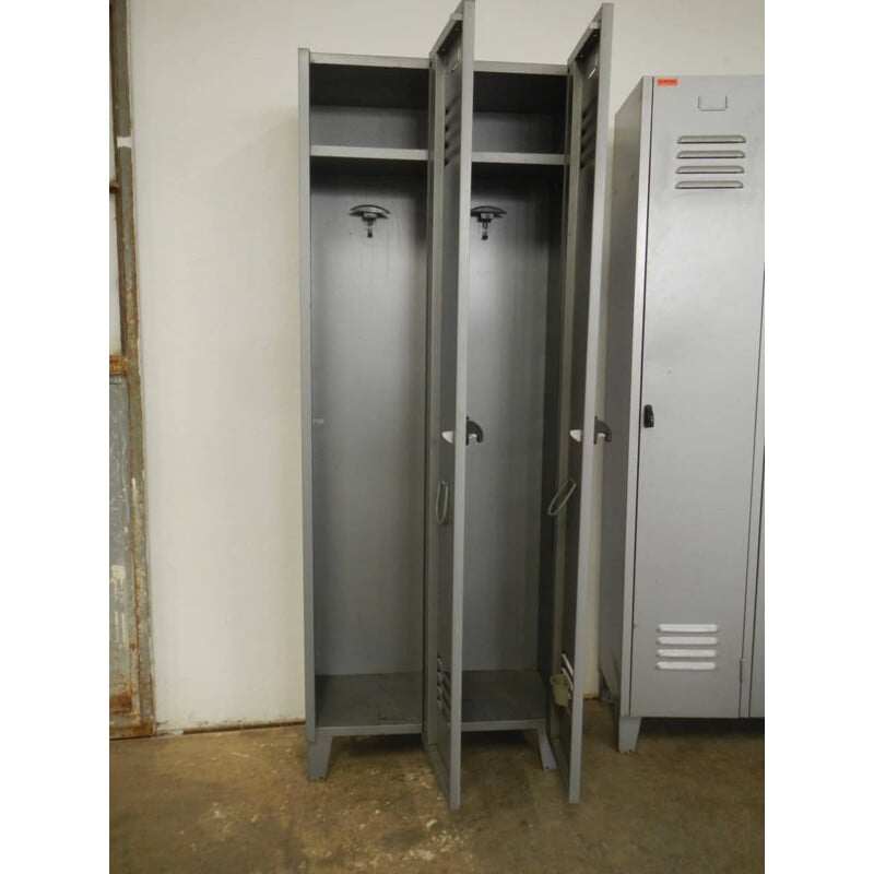 Pair of vintage gray metal cabinets