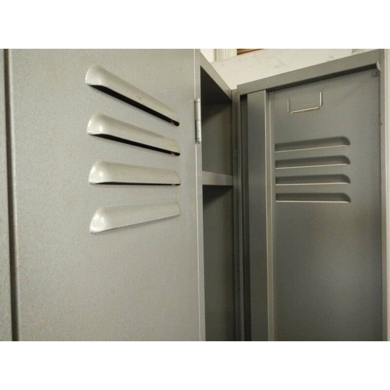 Pair of vintage gray metal cabinets