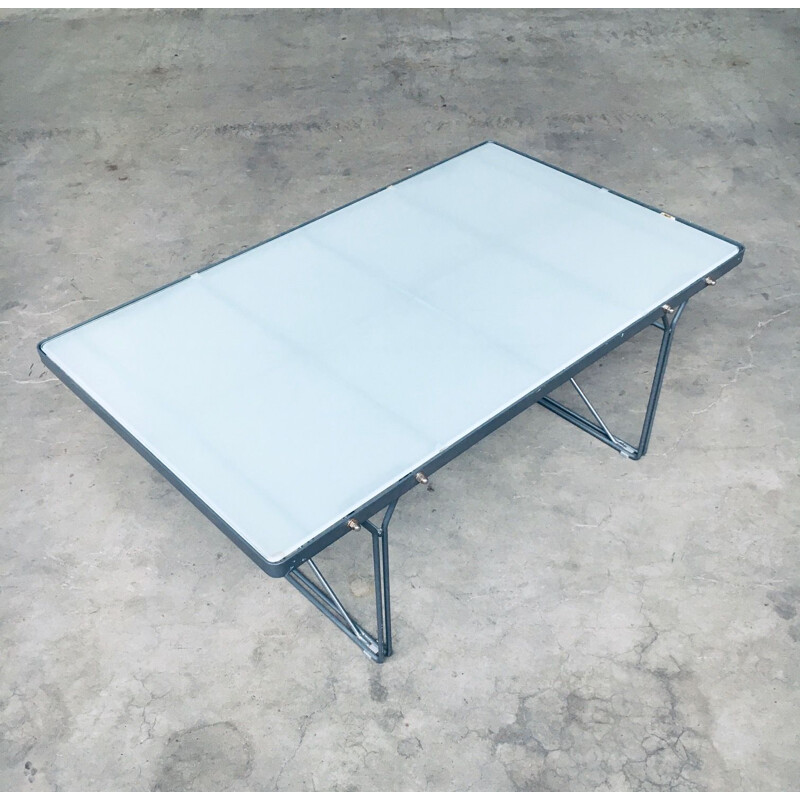 Vintage grey metal coffee table "Moment" by Niels Gammelgaard for Ikea, 1980