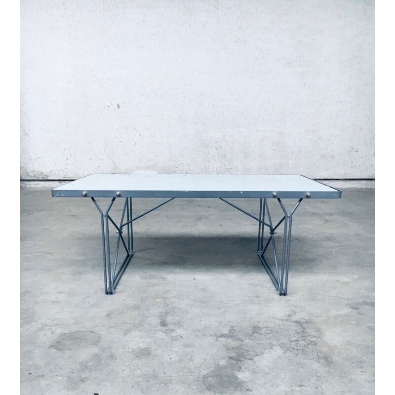 Vintage grey metal coffee table "Moment" by Niels Gammelgaard for Ikea, 1980