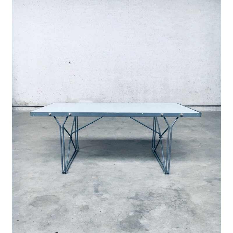 Vintage grijs metalen salontafel "Moment" van Niels Gammelgaard voor Ikea, 1980