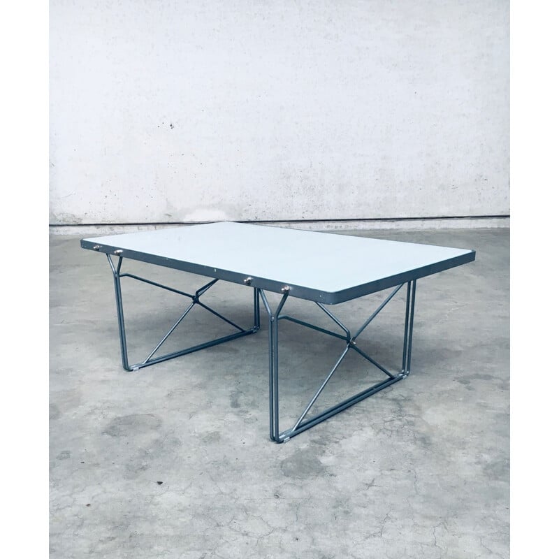 Vintage grijs metalen salontafel "Moment" van Niels Gammelgaard voor Ikea, 1980