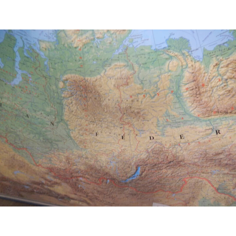 Mapa vintage de la Federación Rusa en plexiglás y madera de abeto por Dmb