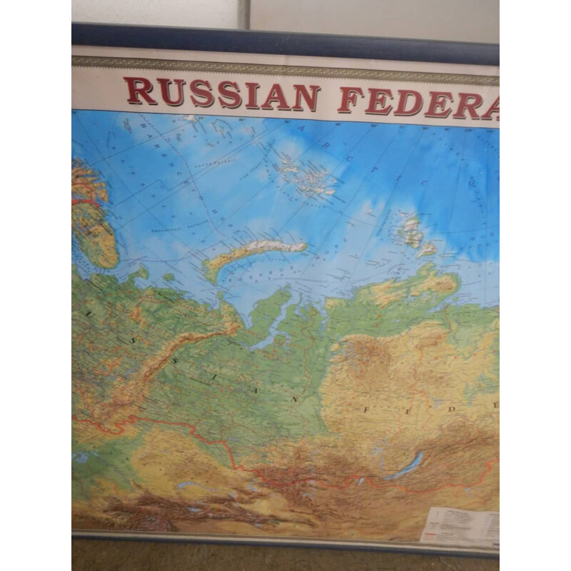 Vintage-Karte der Russischen Föderation aus Plexiglas und Tannenholz von Dmb