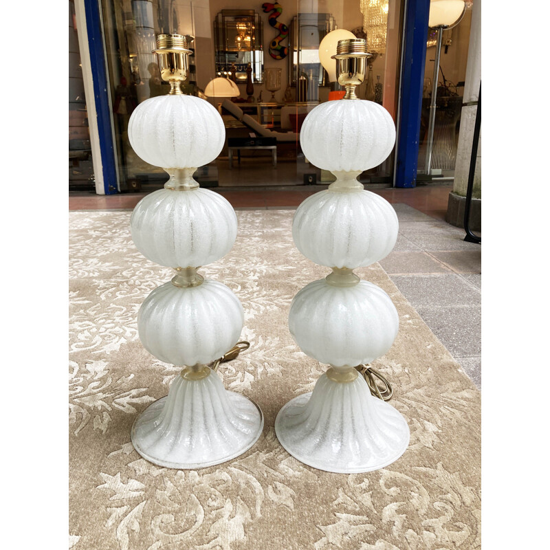 Pair of vintage murano glass lamps, 1975