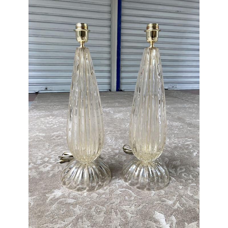 Pair of vintage gold lamps by Toso, 1980