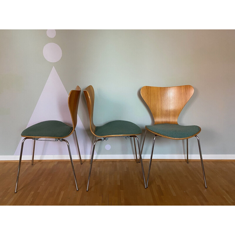 Ensemble de 3 chaises 3107 vintage par Arne Jacobsen pour Fritz Hansen, Danemark 1977