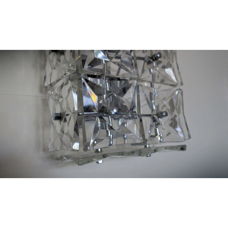 Paire d'appliques vintage carrées en cristal par Kinkeldey, 1960