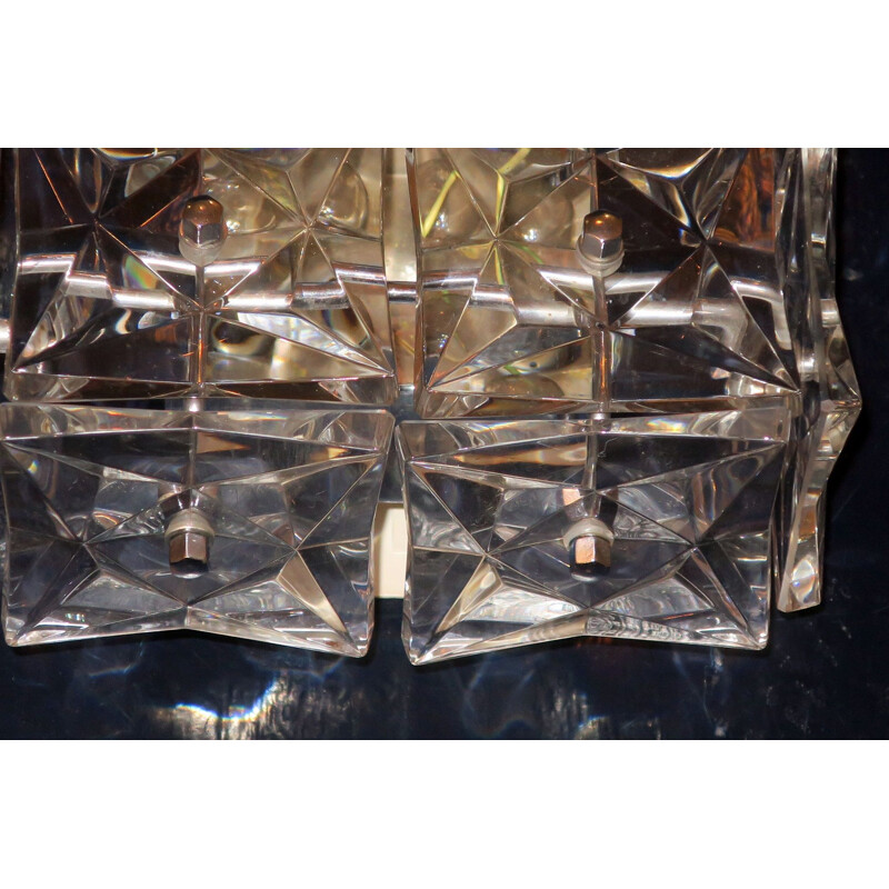 Pair of vintage square crystal sconces by Kinkeldey, 1960