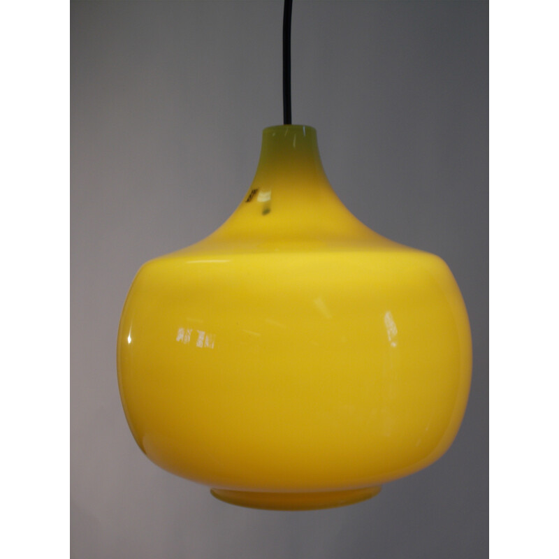 Yellow hanging lamp in glass, Paolo VENINI - 1960s