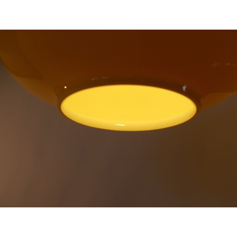 Yellow hanging lamp in glass, Paolo VENINI - 1960s