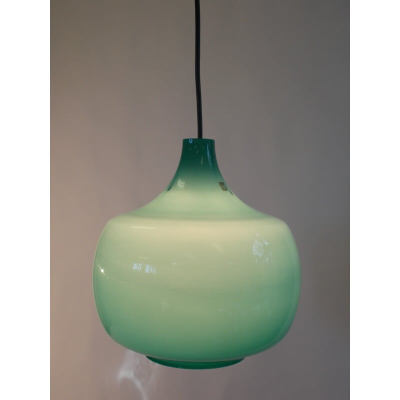 Turquoise Venini hanging lamp in opaline glass, Paolo VENINI - 1960s