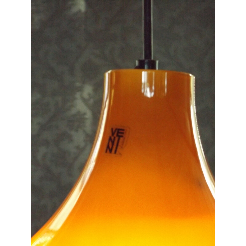 Mid-century Venini hanging lamp in orange opaline glass, Paolo VENINI - 1960s