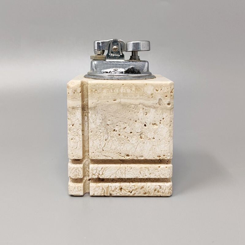 Vintage travertine smoking set by Enzo Mari for F.lli Mannelli, 1960s