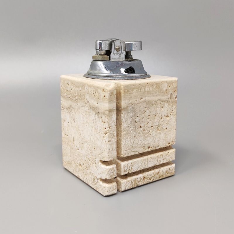 Vintage travertine smoking set by Enzo Mari for F.lli Mannelli, 1960s