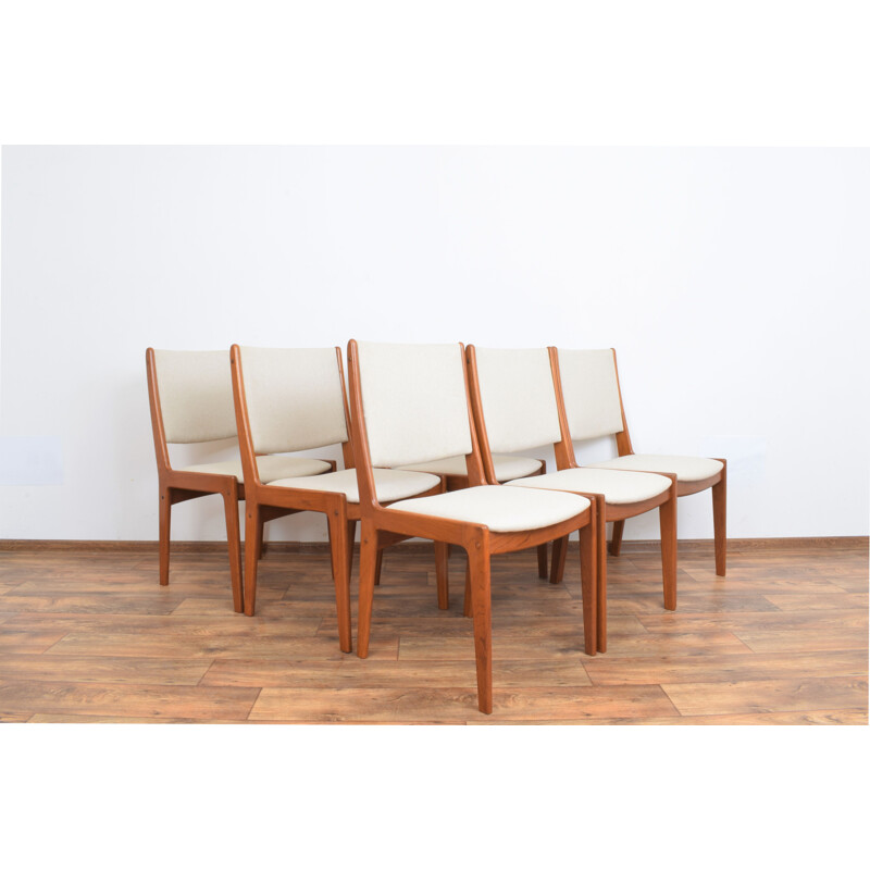 Conjunto de 6 cadeiras de teca dinamarquesas vintage por Johannes Andersen, 1960