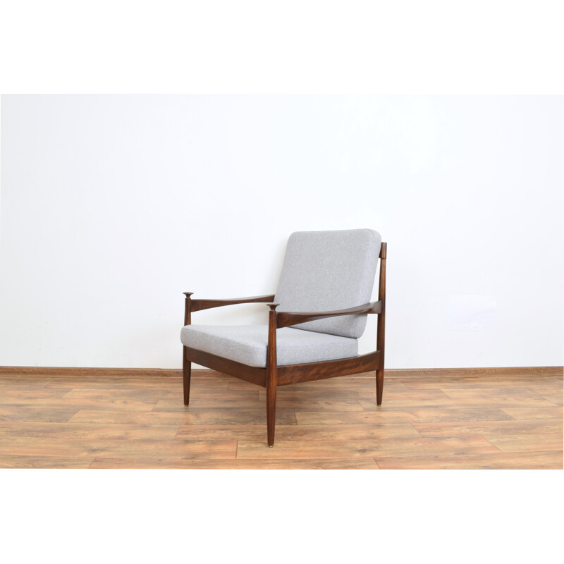 Vintage Danish armchair in wood and fabric, Denmark 1960