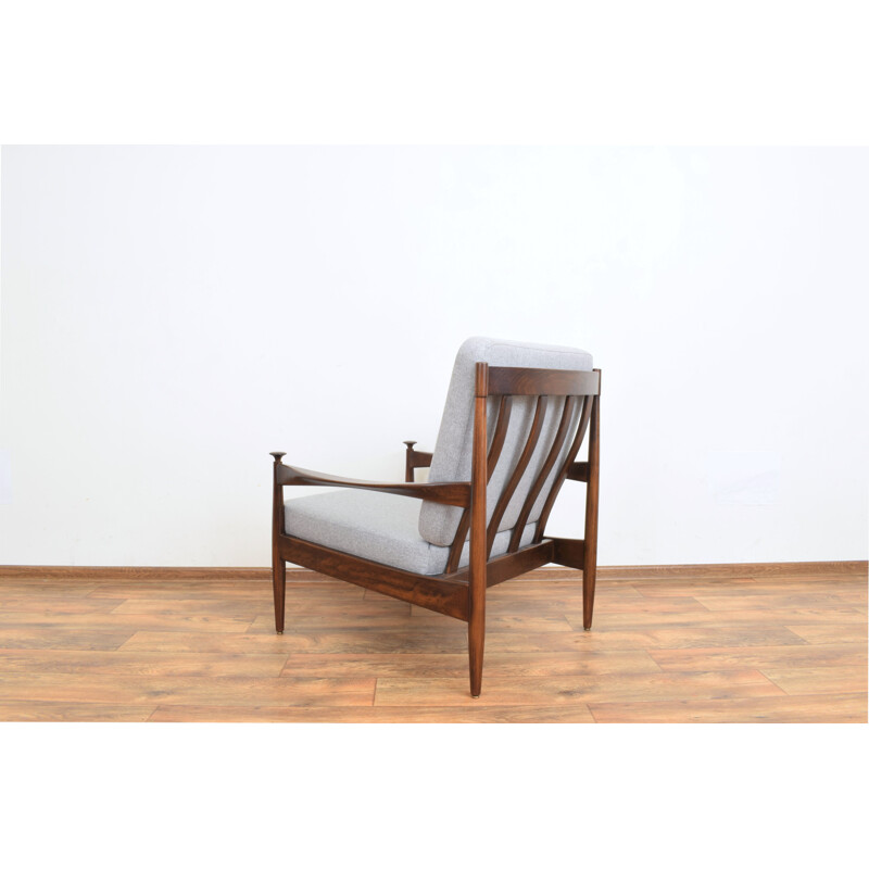 Dänischer Vintage-Sessel aus Holz und Stoff, Dänemark 1960
