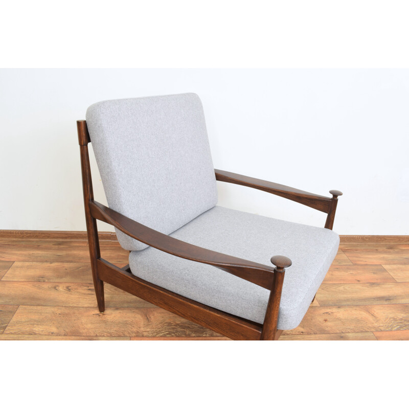 Vintage Danish armchair in wood and fabric, Denmark 1960