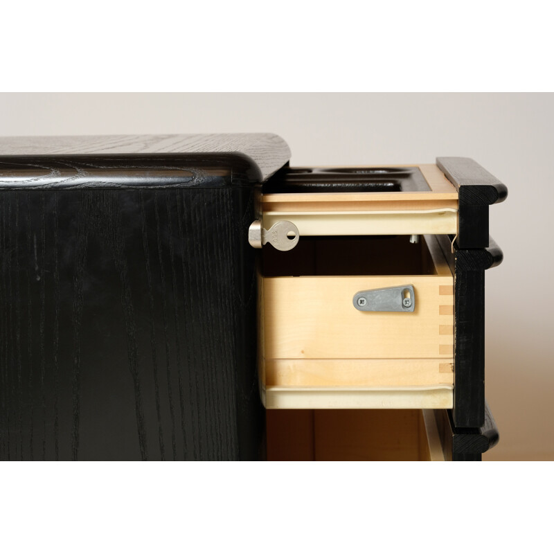 Vintage ash wood drawer box on casters, 1970