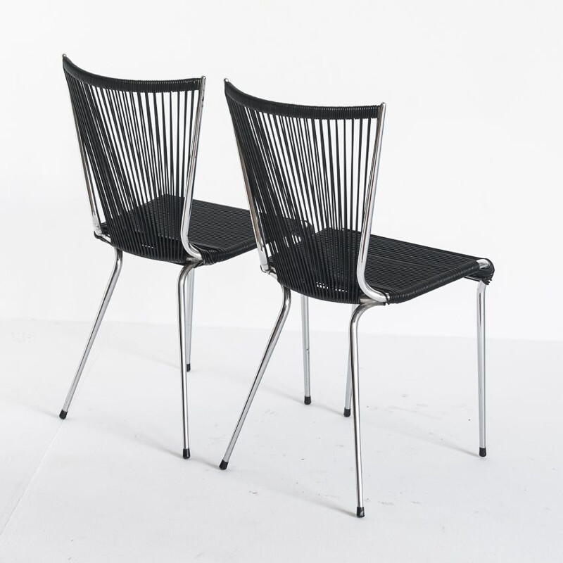 Paar vintage "scoubidou" stoelen van André Monpoix, Frankrijk 1960