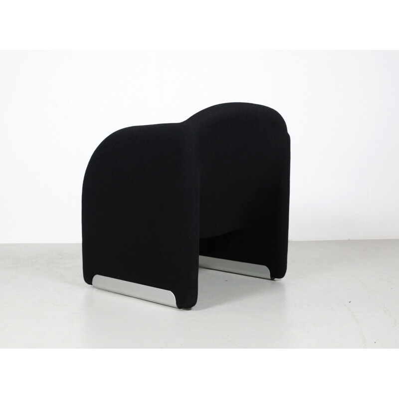 Fauteuil "Ben Chair" Artifort en acier et tissu laine noir, Pierre PAULIN - 1990