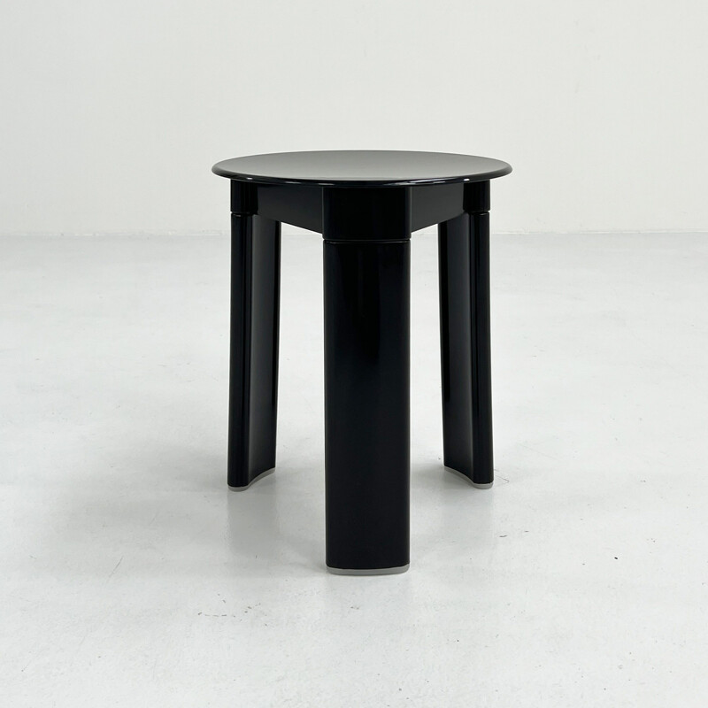 Vintage black 3-legged stool by Olaf von Bohr for Gedy, 1970s