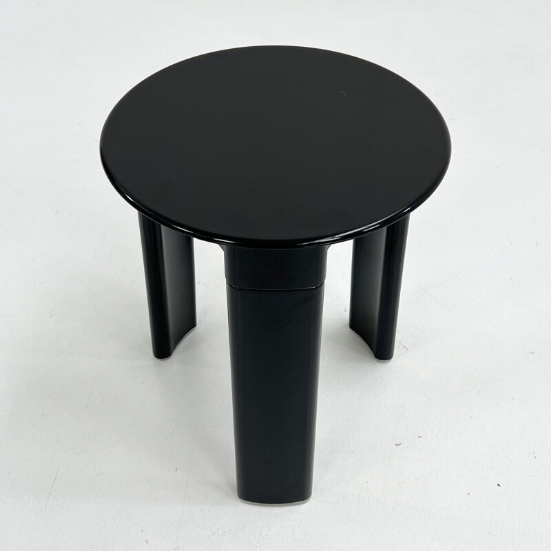 Vintage black 3-legged stool by Olaf von Bohr for Gedy, 1970s