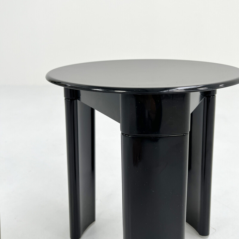 Vintage black 3-legged stool by Olaf von Bohr for Gedy, 1970s