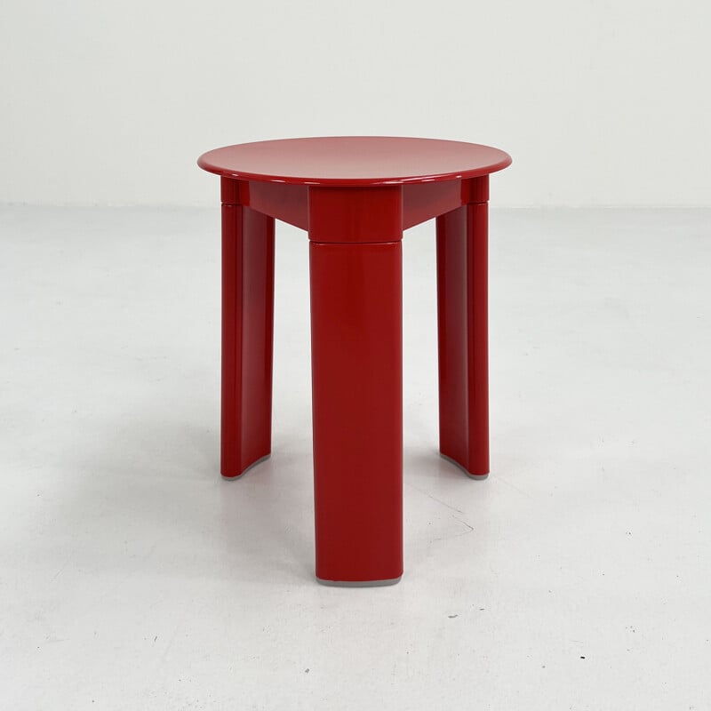 Tabouret rouge vintage à 3 pieds par Olaf von Bohr pour Gedy, 1970