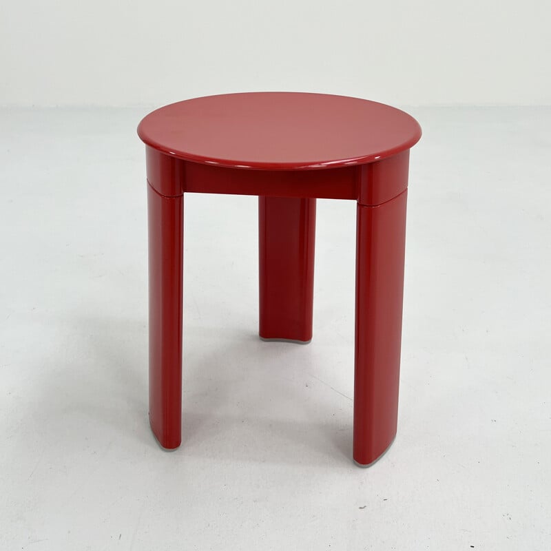 Vintage red 3-legged stool by Olaf von Bohr for Gedy, 1970s