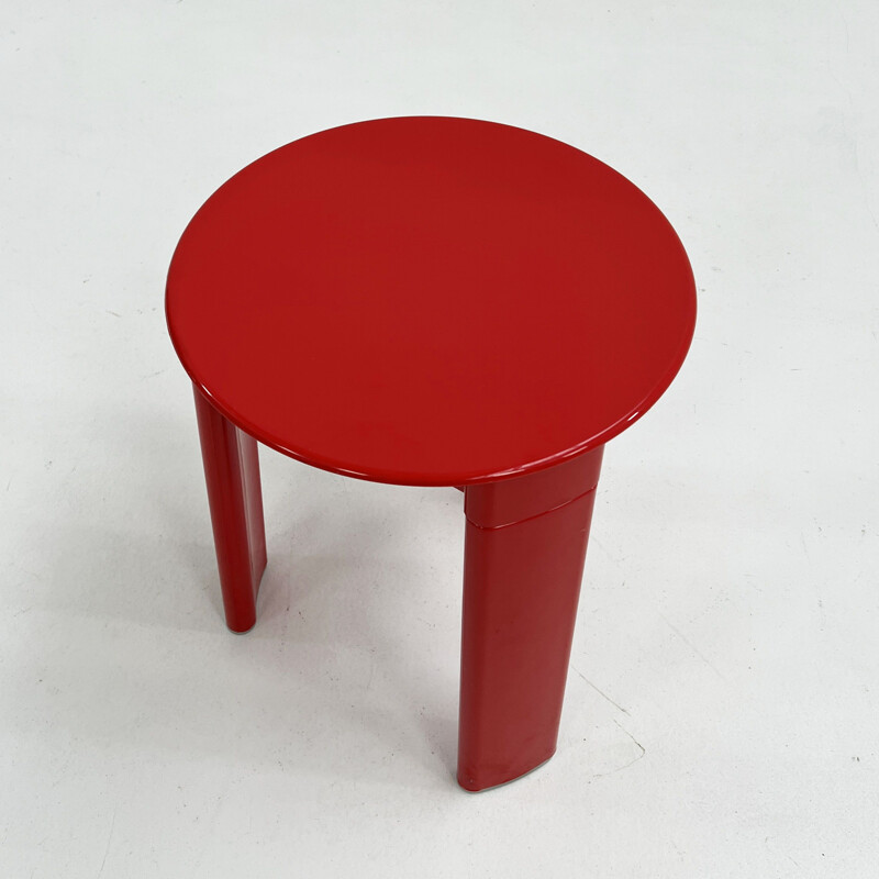 Vintage red 3-legged stool by Olaf von Bohr for Gedy, 1970s