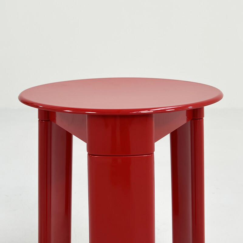 Tabouret rouge vintage à 3 pieds par Olaf von Bohr pour Gedy, 1970