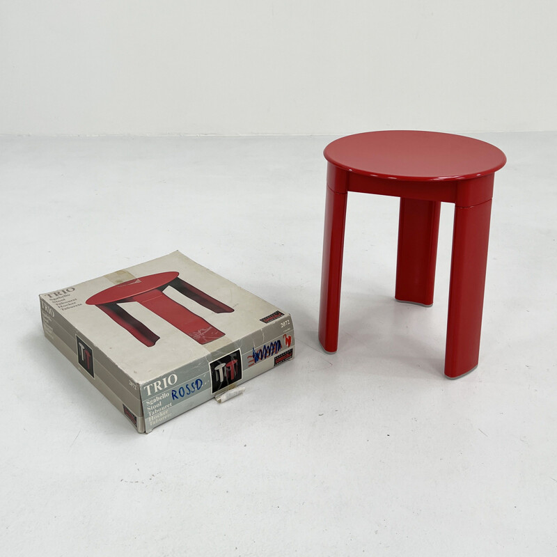 Vintage red 3-legged stool by Olaf von Bohr for Gedy, 1970s