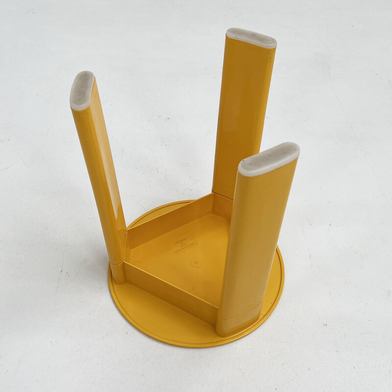 Vintage yellow 3-legged stool by Olaf von Bohr for Gedy, 1970s