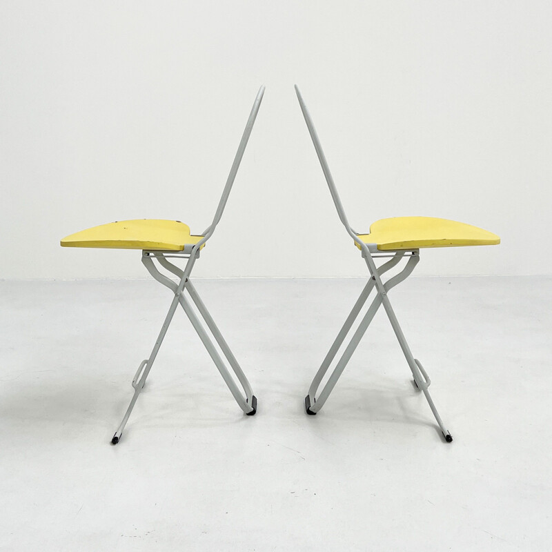 Paire de chaises vintage jaunes Dafne de Gastone Rinaldi pour FlyLine, 1970