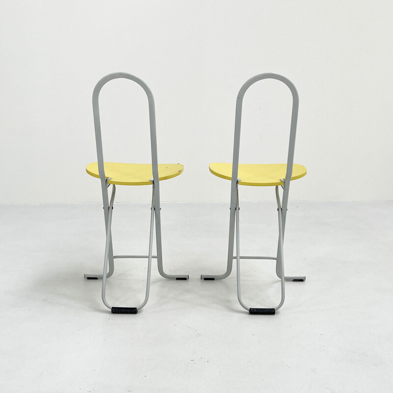 Pair of vintage yellow Dafne chairs by Gastone Rinaldi for FlyLine, 1970s