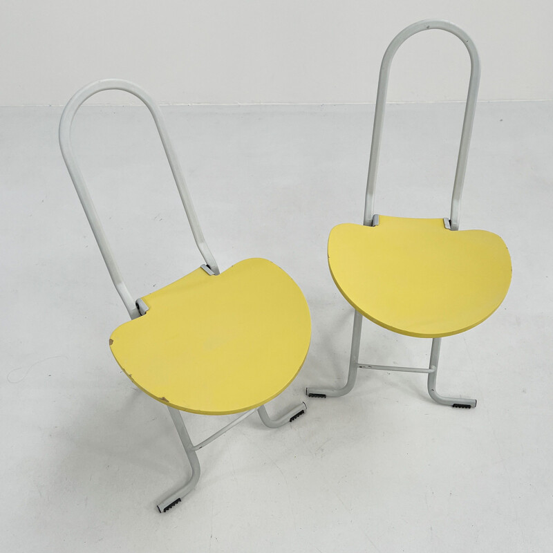 Paire de chaises vintage jaunes Dafne de Gastone Rinaldi pour FlyLine, 1970