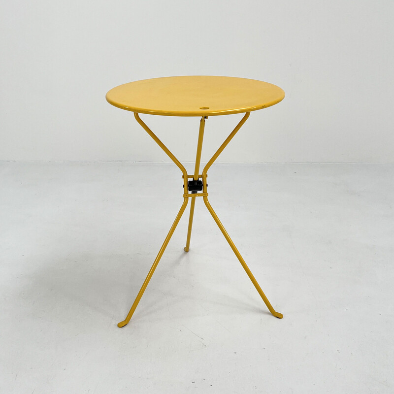 Table pliante vintage jaune Cumano par Achille Castiglioni pour Zanotta, 1970