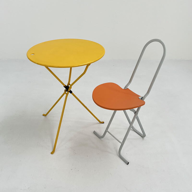 Table pliante vintage jaune Cumano par Achille Castiglioni pour Zanotta, 1970