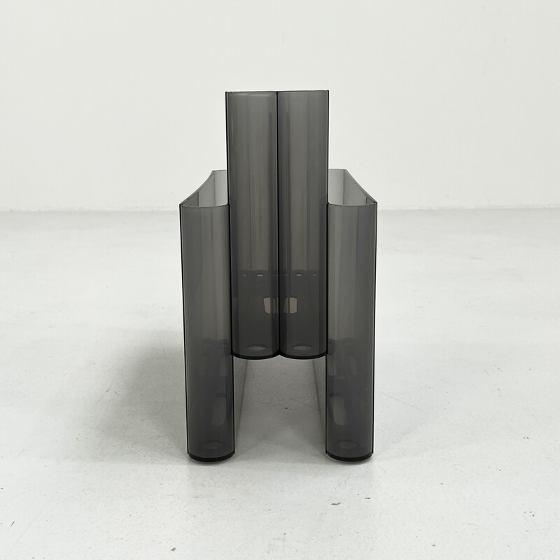 Vintage grey magazine rack by Giotto Stoppino for Kartell, 1970s