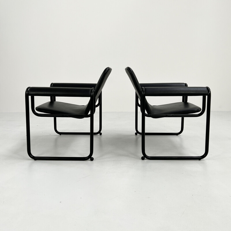 Pair of vintage Motel black armchairs by Michele De Lucchi & Ferruccio Laviani for Biefffeplast