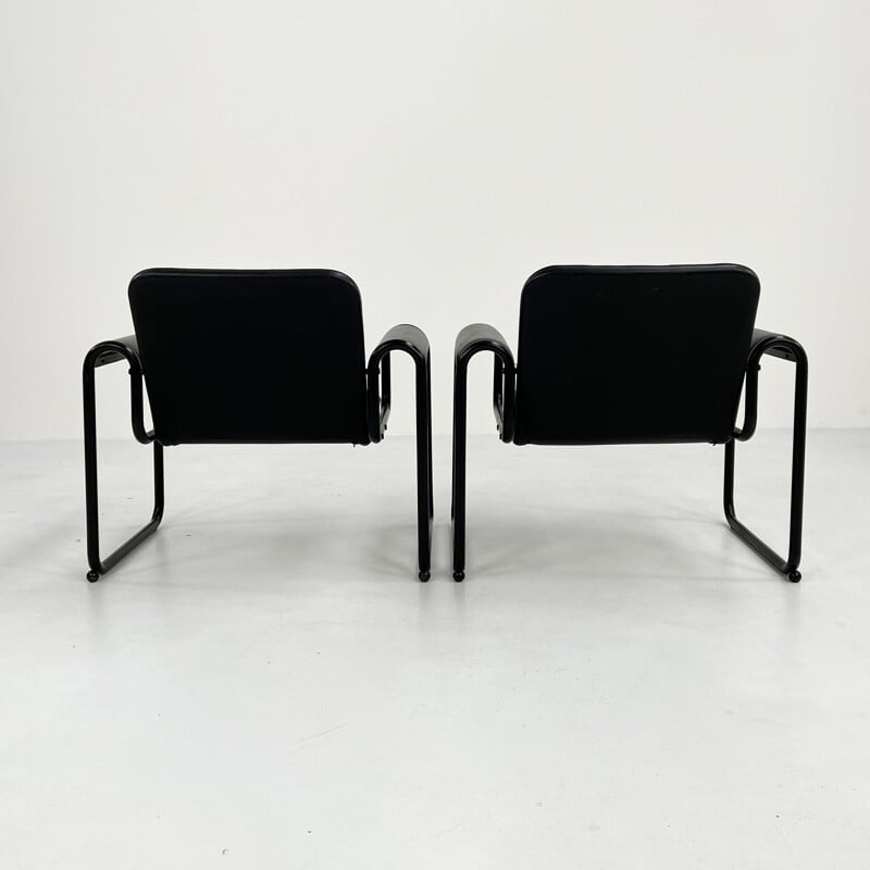 Pair of vintage Motel black armchairs by Michele De Lucchi & Ferruccio Laviani for Biefffeplast