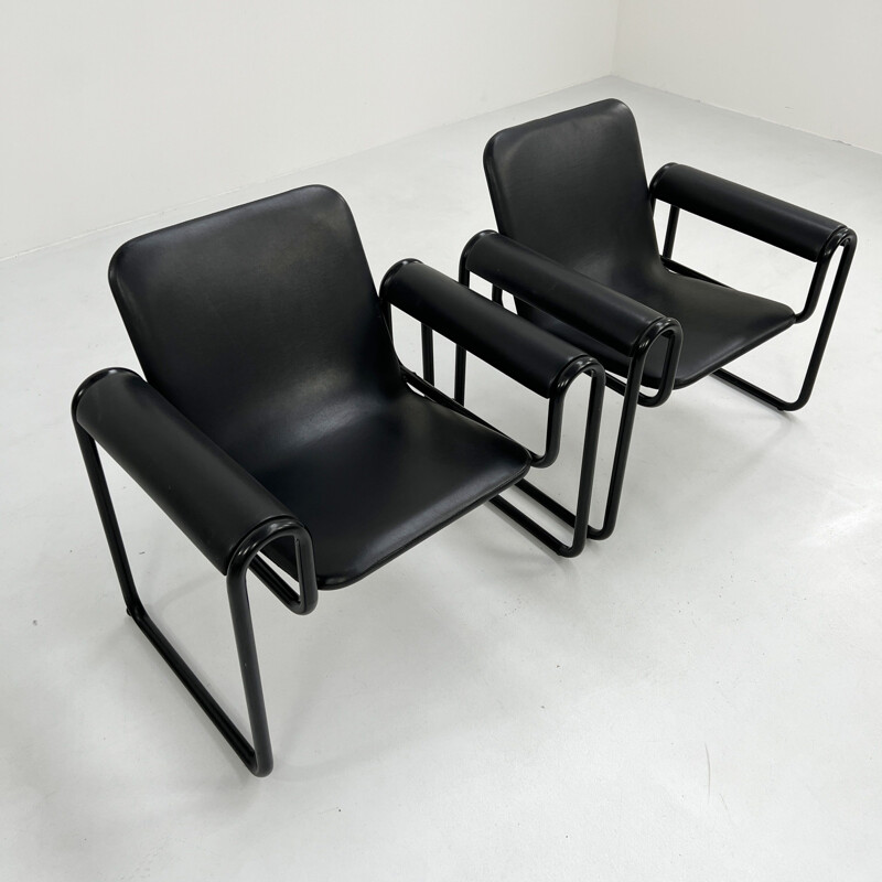 Pair of vintage Motel black armchairs by Michele De Lucchi & Ferruccio Laviani for Biefffeplast