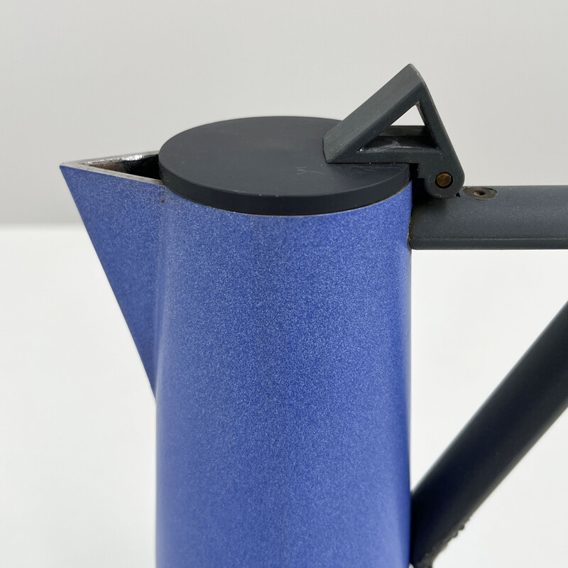 Pair of vintage blue aluminum coffee pots by Ettore Sottsass for Lagostina, 1980s