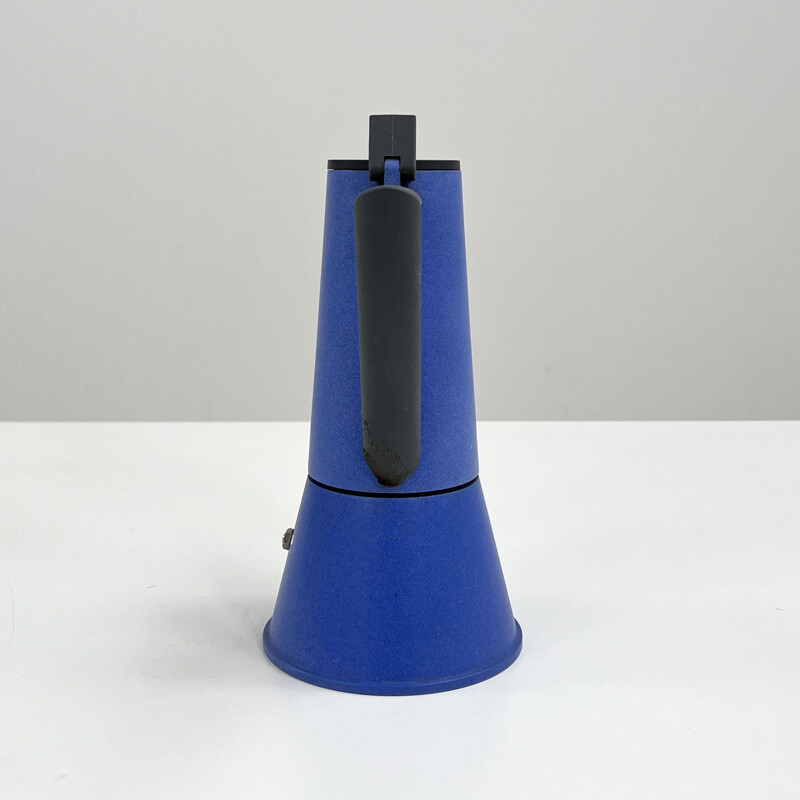 Pair of vintage blue aluminum coffee pots by Ettore Sottsass for Lagostina, 1980s